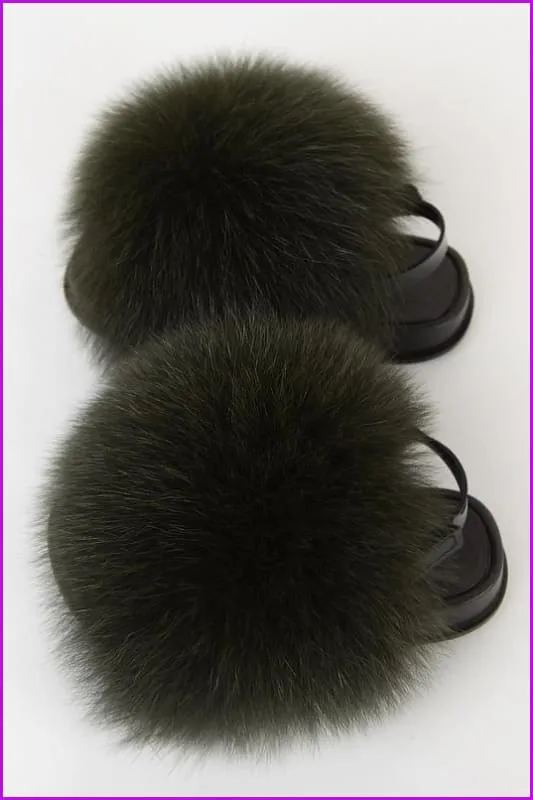 {5-7 days wait for make} New Color Kids Fox Fur Slides F701