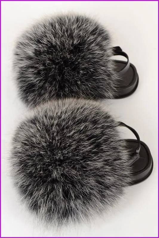 {5-7 days wait for make} New Color Kids Fox Fur Slides F701