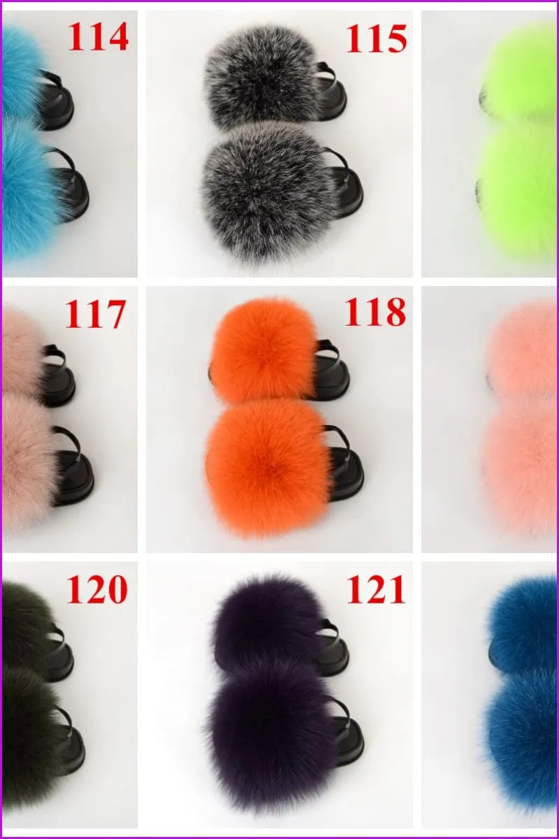 {5-7 days wait for make} New Color Kids Fox Fur Slides F701