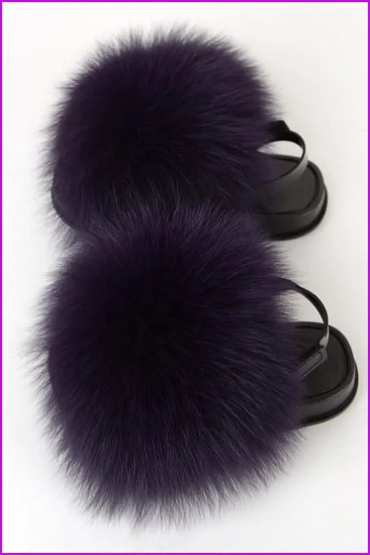 {5-7 days wait for make} New Color Kids Fox Fur Slides F701