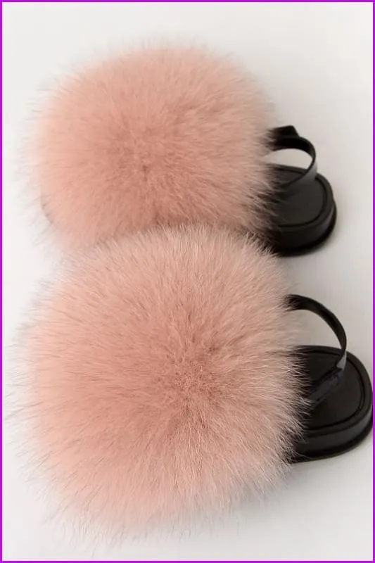 {5-7 days wait for make} New Color Kids Fox Fur Slides F701