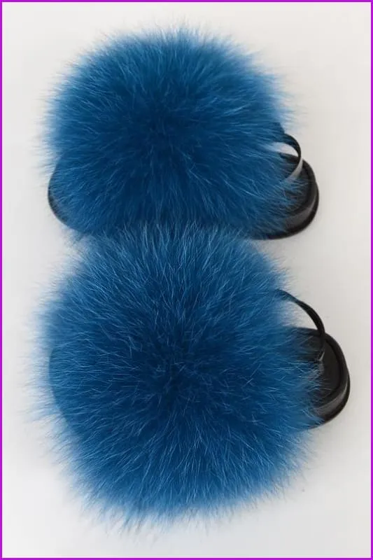 {5-7 days wait for make} New Color Kids Fox Fur Slides F701