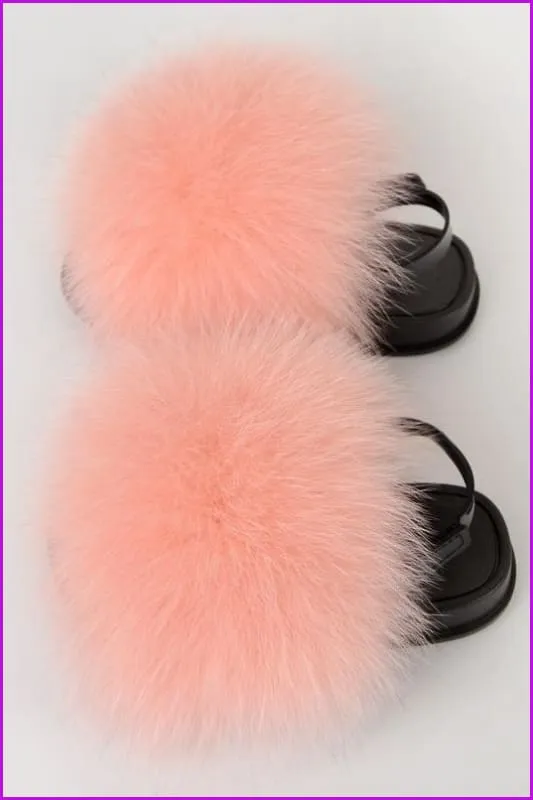 {5-7 days wait for make} New Color Kids Fox Fur Slides F701