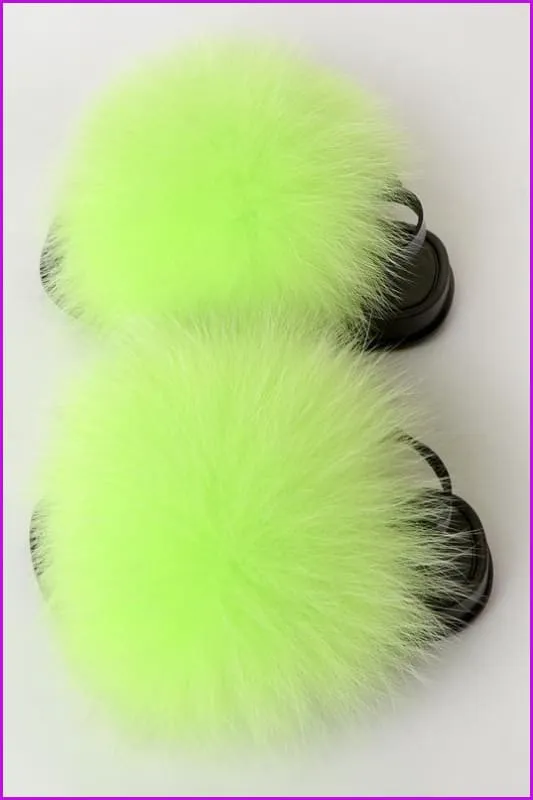 {5-7 days wait for make} New Color Kids Fox Fur Slides F701