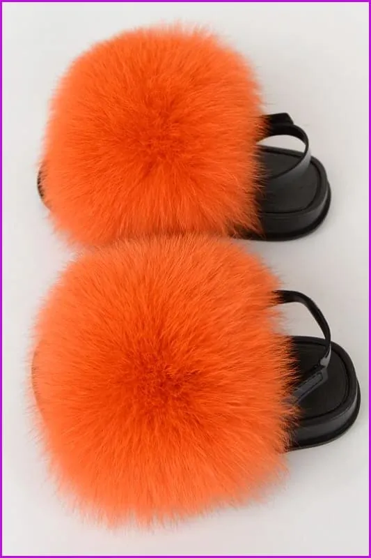 {5-7 days wait for make} New Color Kids Fox Fur Slides F701