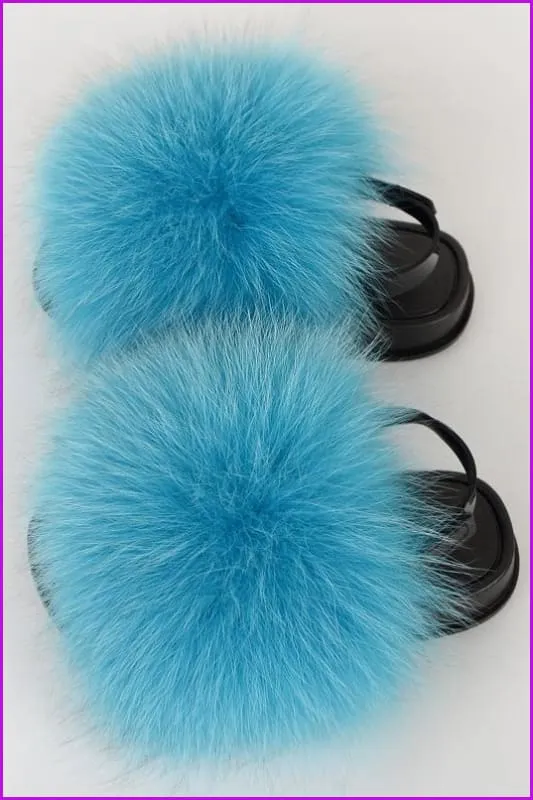 {5-7 days wait for make} New Color Kids Fox Fur Slides F701