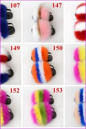 {5-7 days wait for make} New Color Kids Fox Fur Slides F702