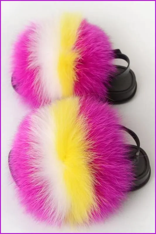 {5-7 days wait for make} New Color Kids Fox Fur Slides F702