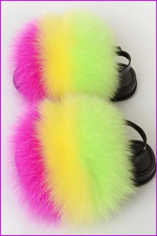 {5-7 days wait for make} New Color Kids Fox Fur Slides F702