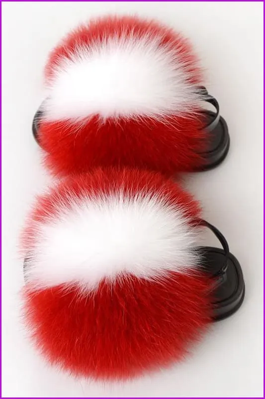 {5-7 days wait for make} New Color Kids Fox Fur Slides F702