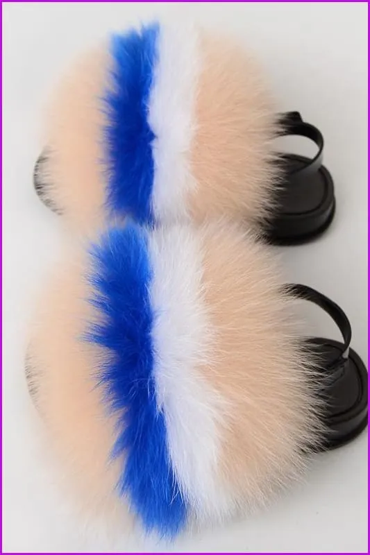 {5-7 days wait for make} New Color Kids Fox Fur Slides F702