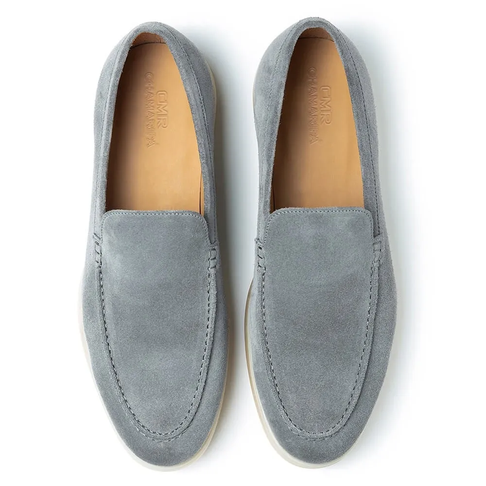 5 CM / 1.95 Inches CMR CHAMARIPA Handcrafted Elevator Shoes for Men - Gray Suede Apron Toe Loafers