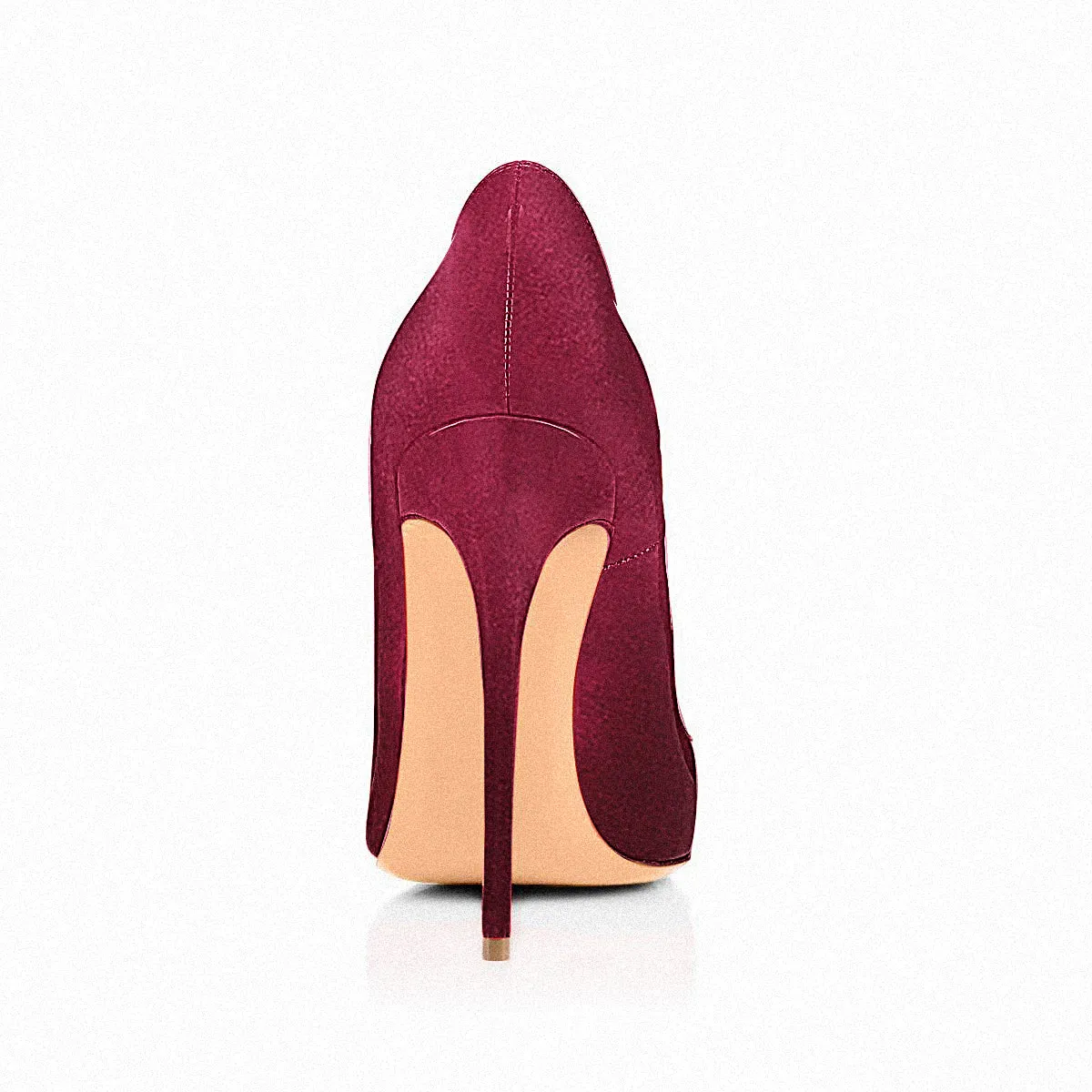 8cm 10cm 12cm Burgundy Pointed Toe Pumps Classic Suede Stilettos