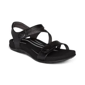 Aetrex Women's Jess Adjustable Quarter Strap Sandal - Black SE210