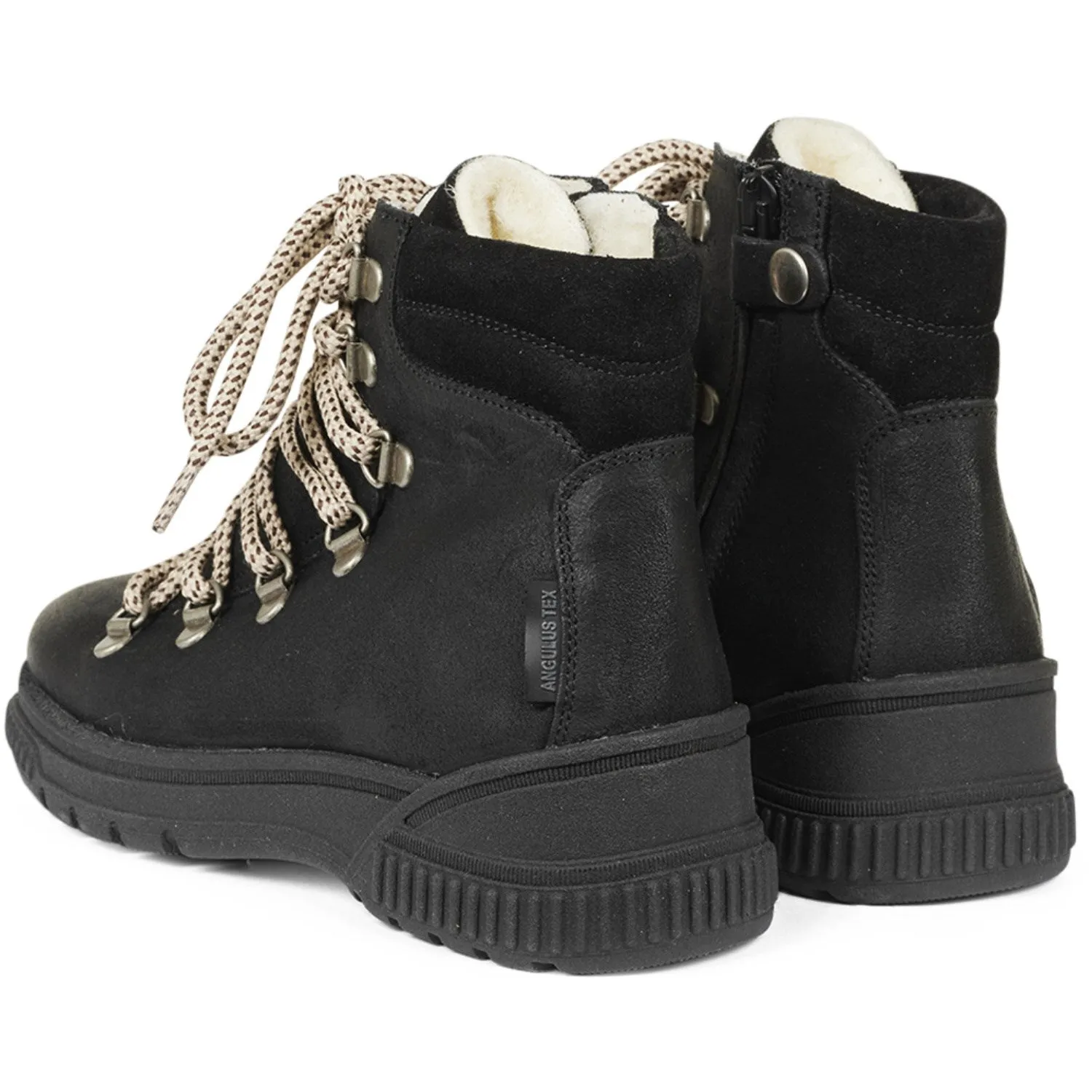 Angulus Black Tex Lace-up Boot with Wool Lining