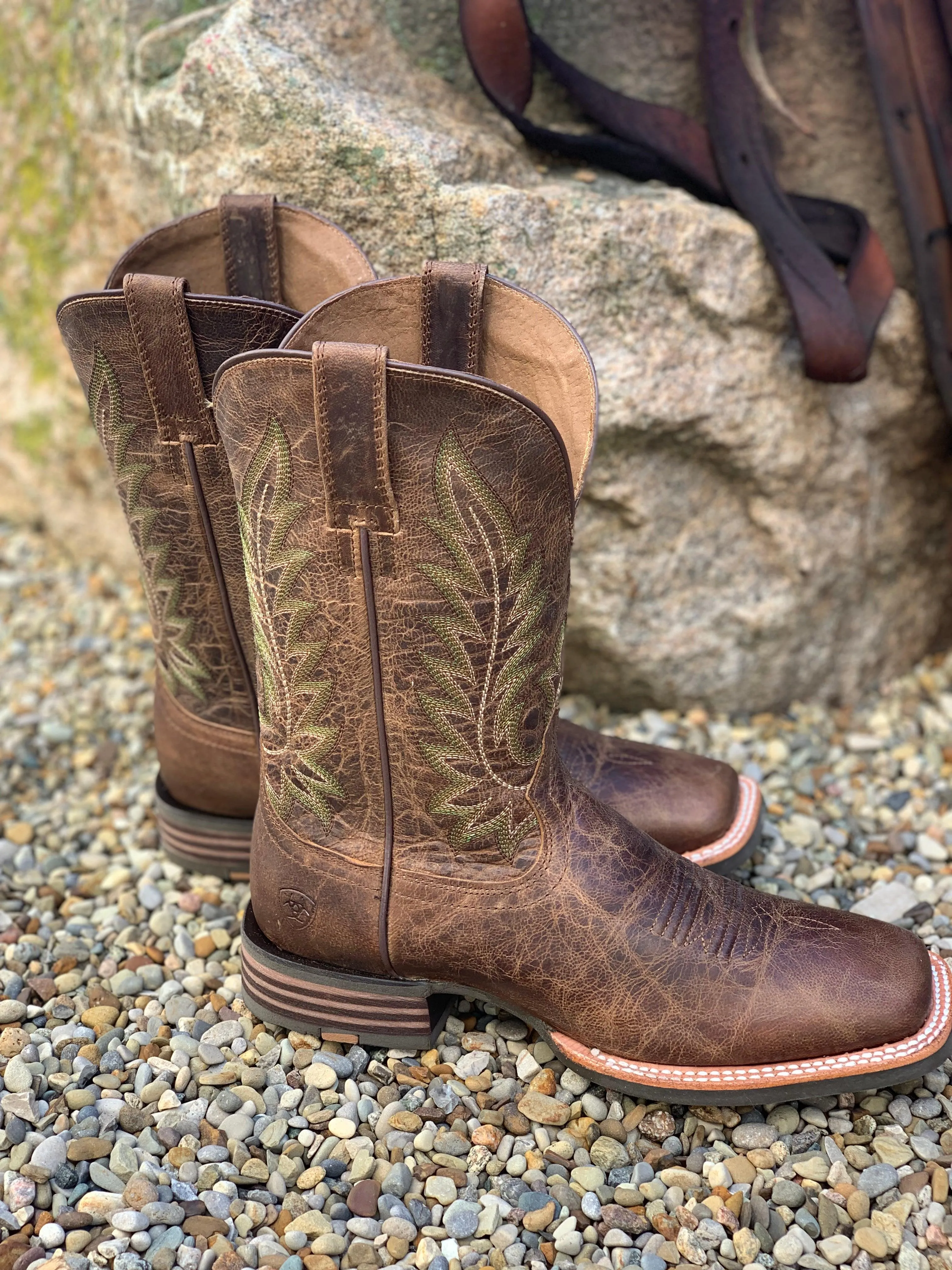 Ariat Men's Ridin' High Pecan Brown Square Toe Cowboy Boot 10042468