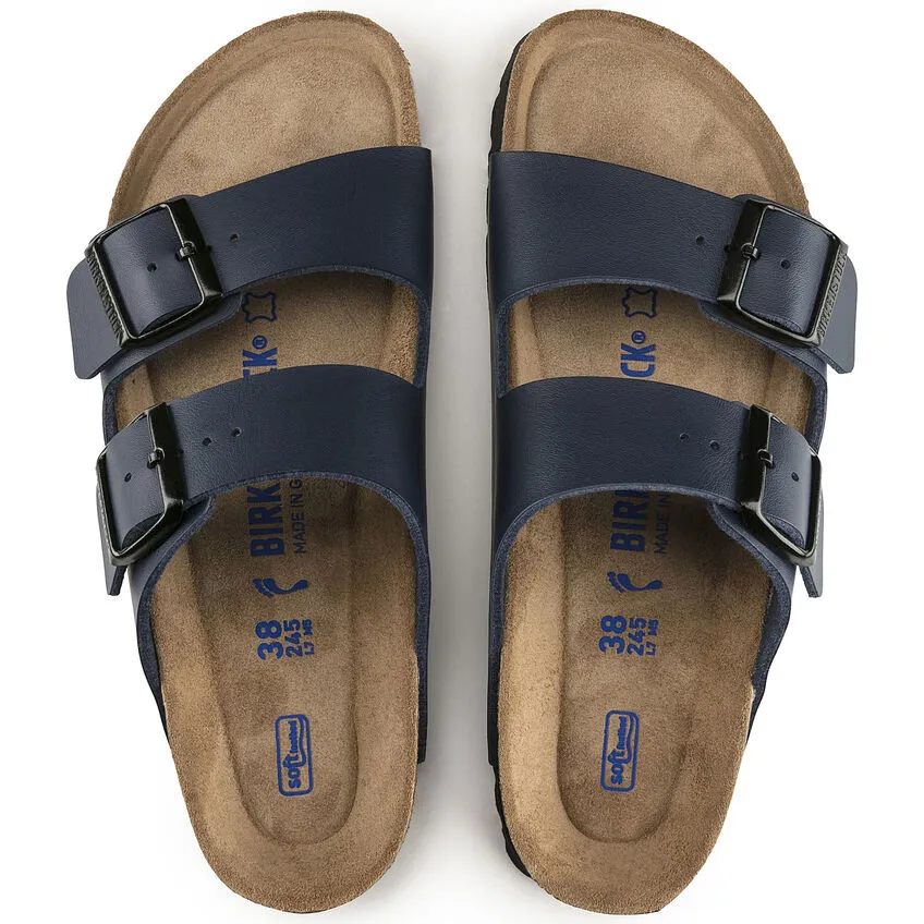 Birkenstock Women's Arizona Soft Footbed Birko-Flor (Blue - Narrow fit)