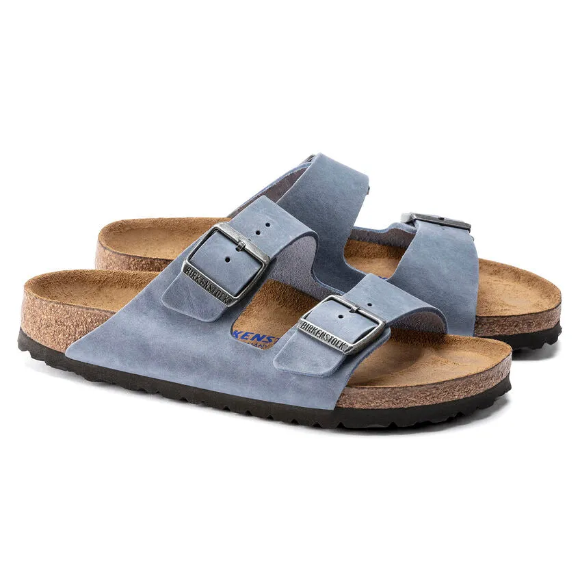 BIRKENSTOCK Women's Arizona Soft Footbed Oiled Leather (Dusty Blue - Narrow Fit)