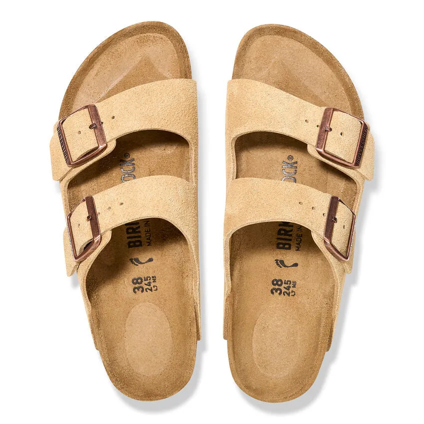 Birkenstock Women's Arizona Suede Leather (Latte Cream - Regular fit)