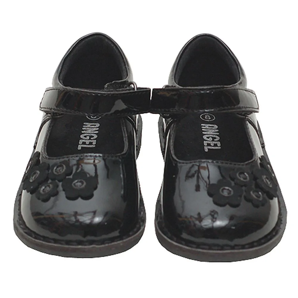 Black Patent Floral Mary Jane Fall Shoes Baby Girls 4-Little Girls 12