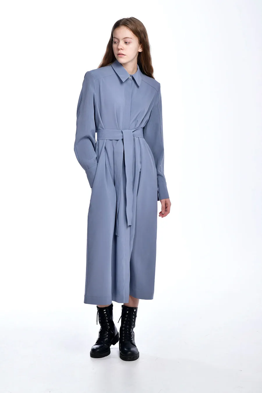 Blue-Gray Shirt Dress