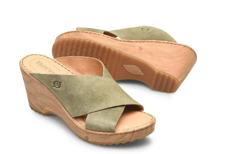 Born Women's Nora Kiwi Suede Clog Sandals BR0036129-GRN