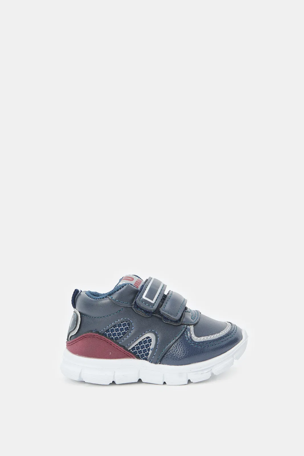 Boys Navy Double Velcro Strap Sneakers