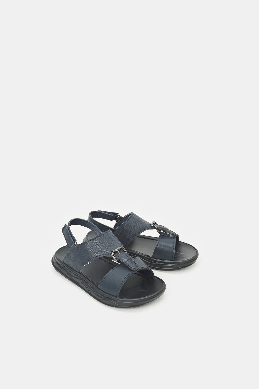 Boys Navy Traditional Sandal With Backstrap