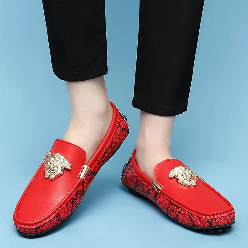 Breathable Metal Appliques Genuine Leather Loafers