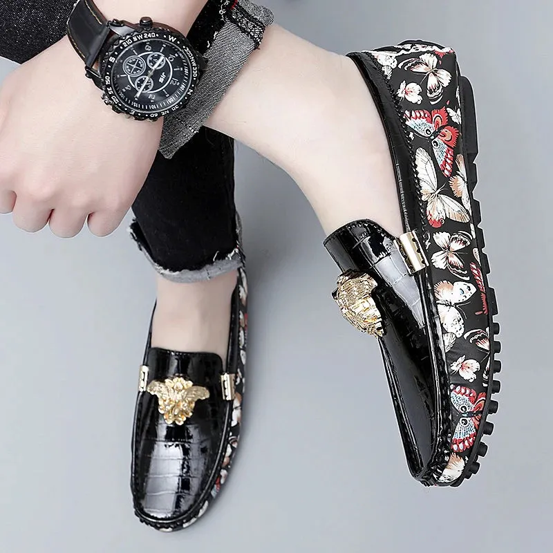 Breathable Metal Appliques Genuine Leather Loafers