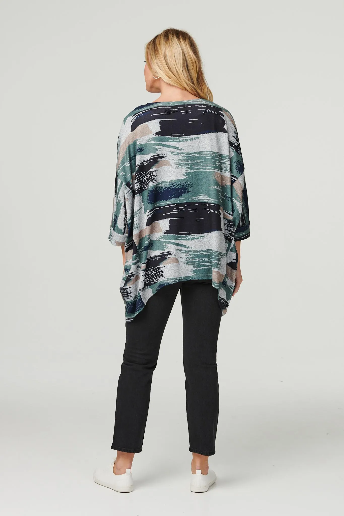 Brushstroke Print Oversized Top