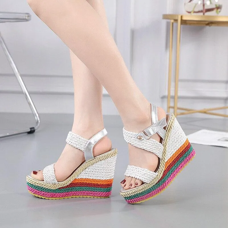 Casual Peep Toe Wedge Shoes