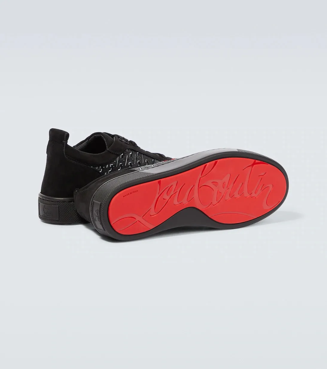 Christian Louboutin happyrui Suede-trimmed sneakers, black