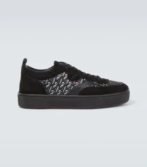 Christian Louboutin happyrui Suede-trimmed sneakers, black