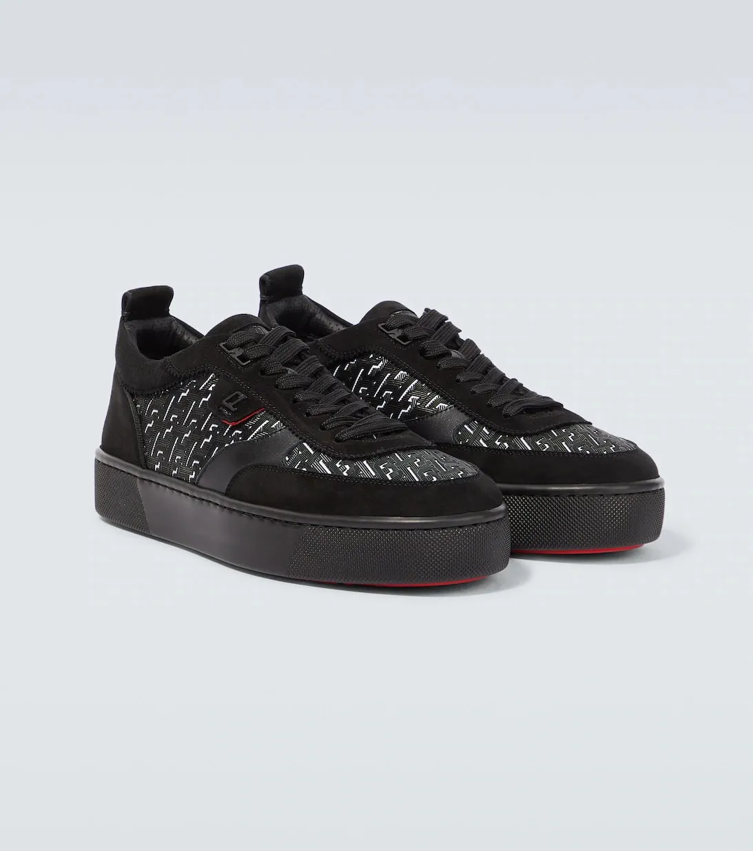 Christian Louboutin happyrui Suede-trimmed sneakers, black