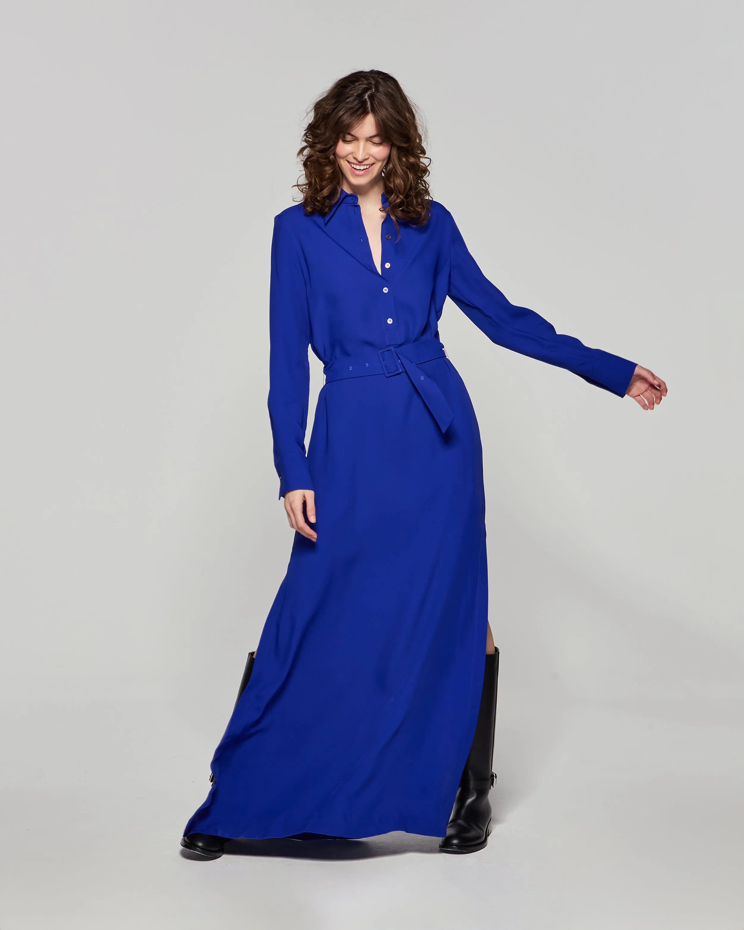 Classic Shirt Dress - Cobalt Blue