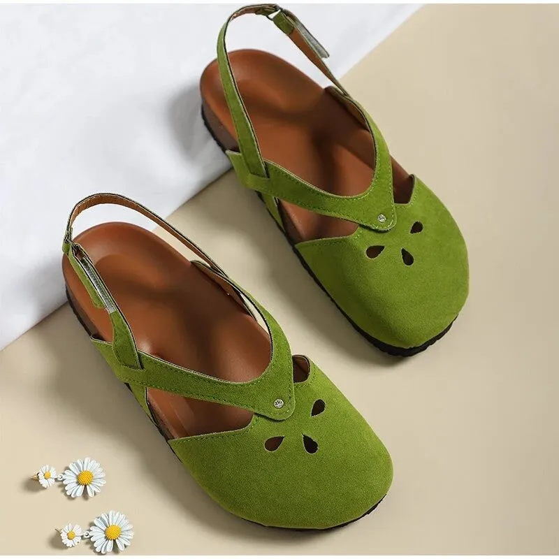 Crystal Breathable Suede Summer Retro Walking Fashion Orthopedic  Sandals