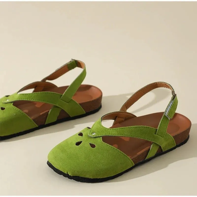 Crystal Breathable Suede Summer Retro Walking Fashion Orthopedic  Sandals