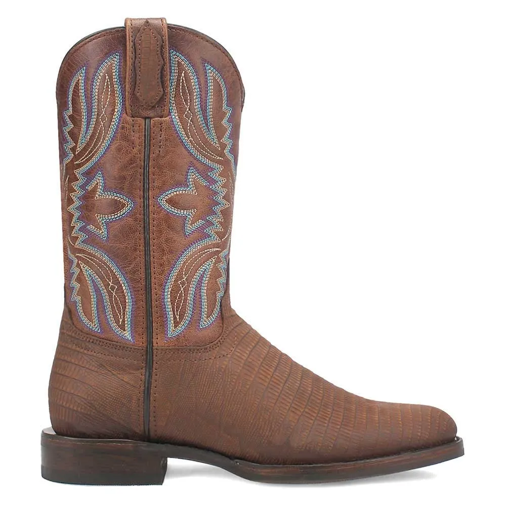 Dingo Saw Buck Brown Lizard Print Snip Toe Leather Boots