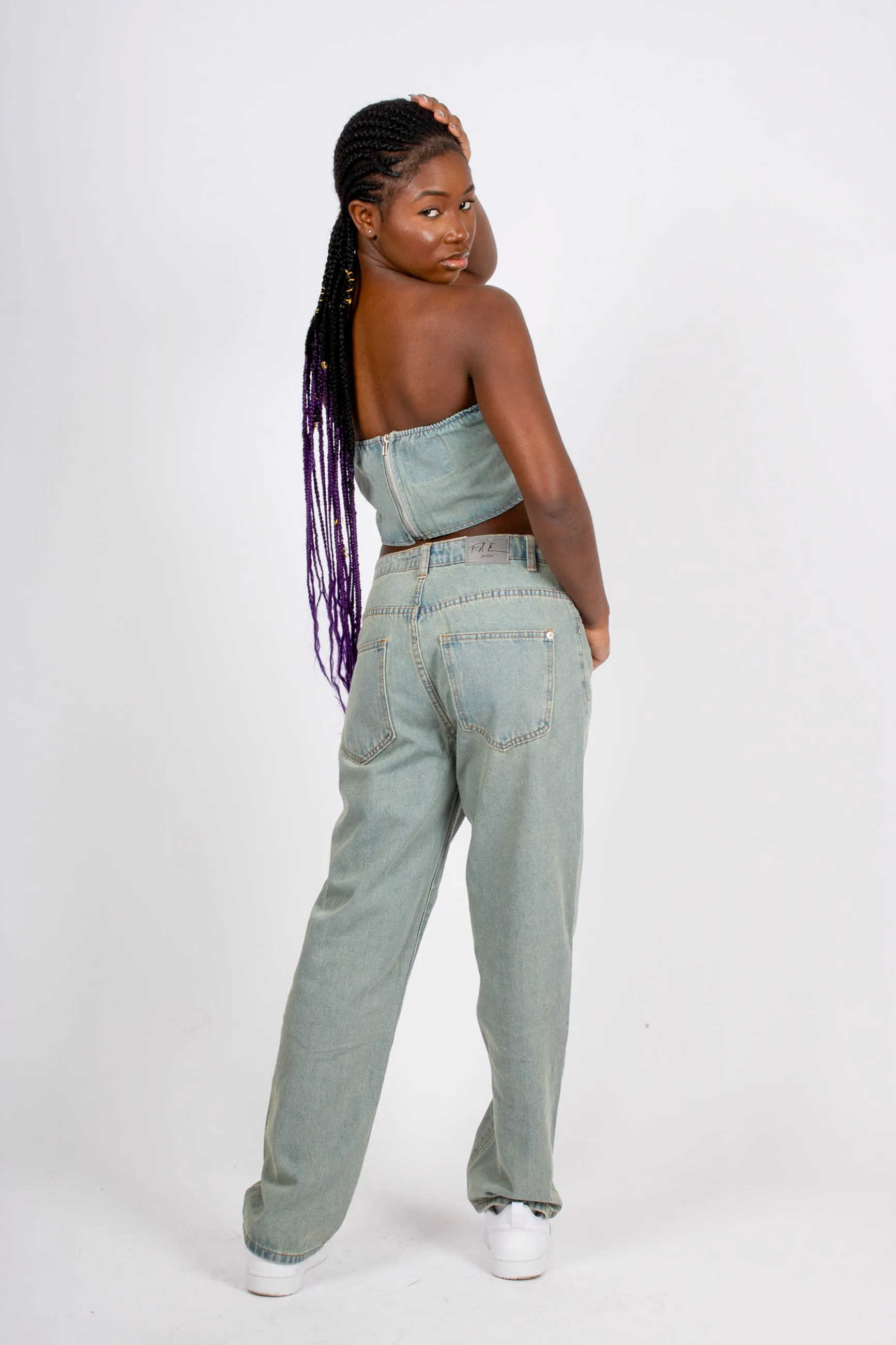 FAE Dirty Bleach High Waist Leg Jeans