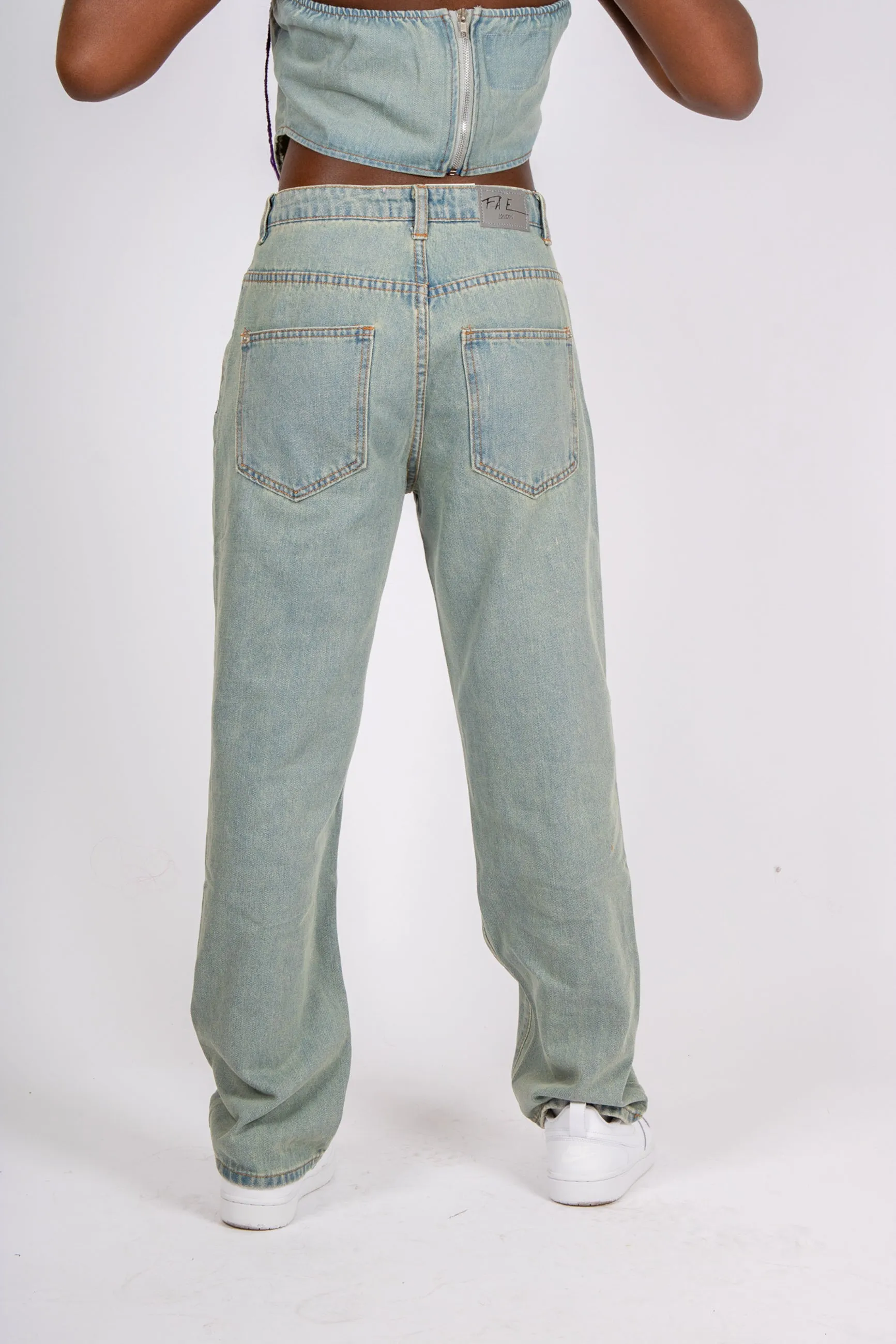 FAE Dirty Bleach High Waist Leg Jeans