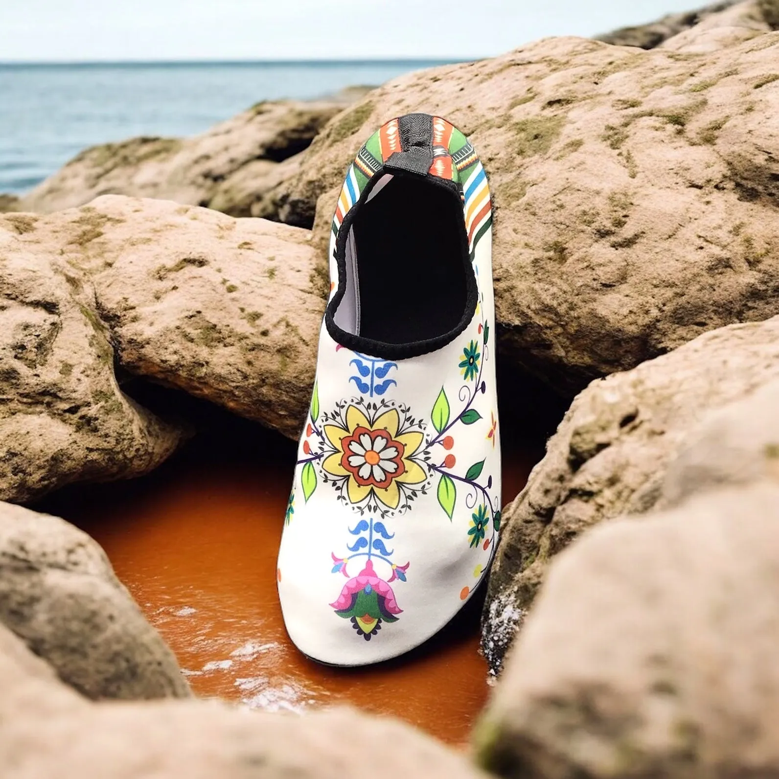 Flower White Native American Aqua Shoes