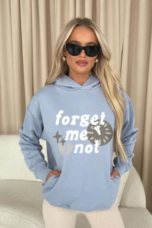 Forget me not baby blue printed relaxed hoodie