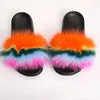 fur slides for women REAL BIG FURRY slippers flush soft raccoon outdoor slider sandals fox fur slipper