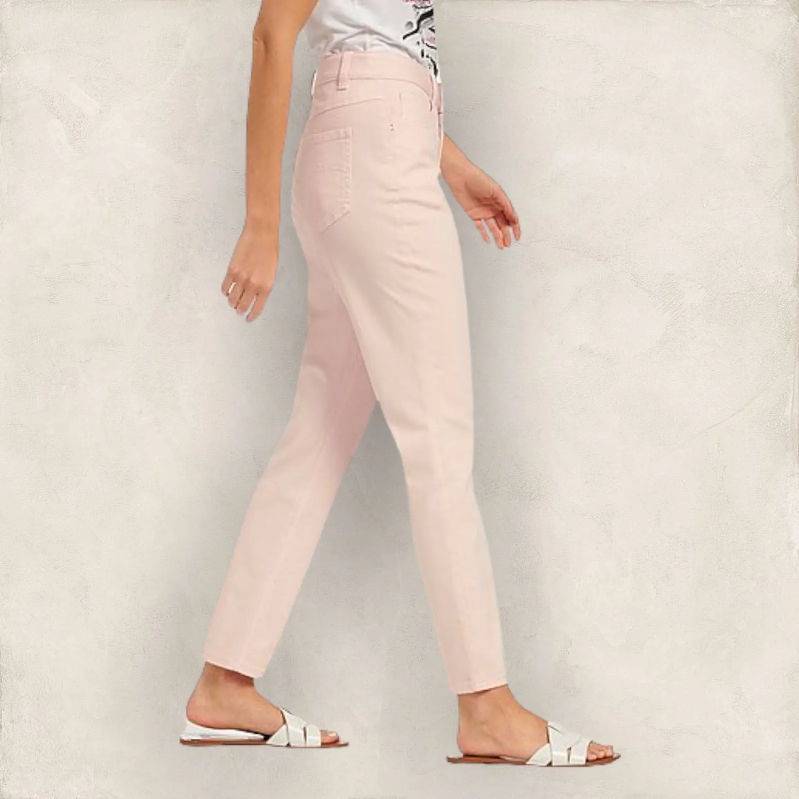 Gerard Darel Women's Pale Pink Slim Leg Ankle Grazer Stretch Jeans UK 16 US 12 EU 44