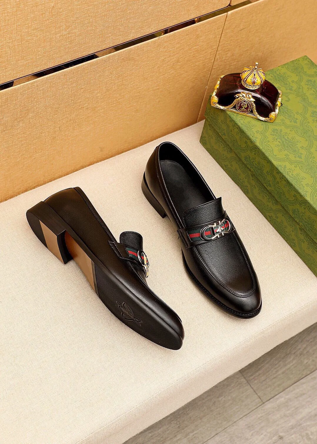 GG LOAFERS MENS MATTE BLACK COWHIDE