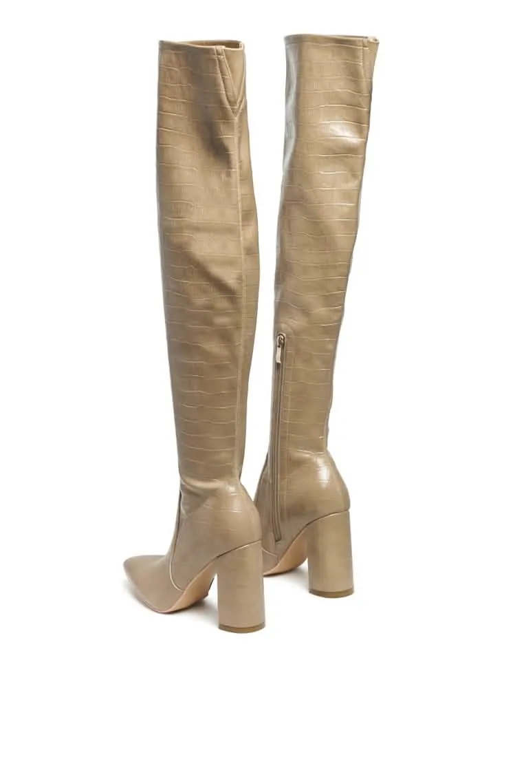 Glamorous Thigh High Block Heel Fashion Boots