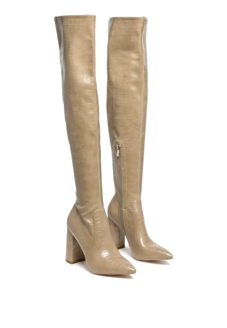 Glamorous Thigh High Block Heel Fashion Boots