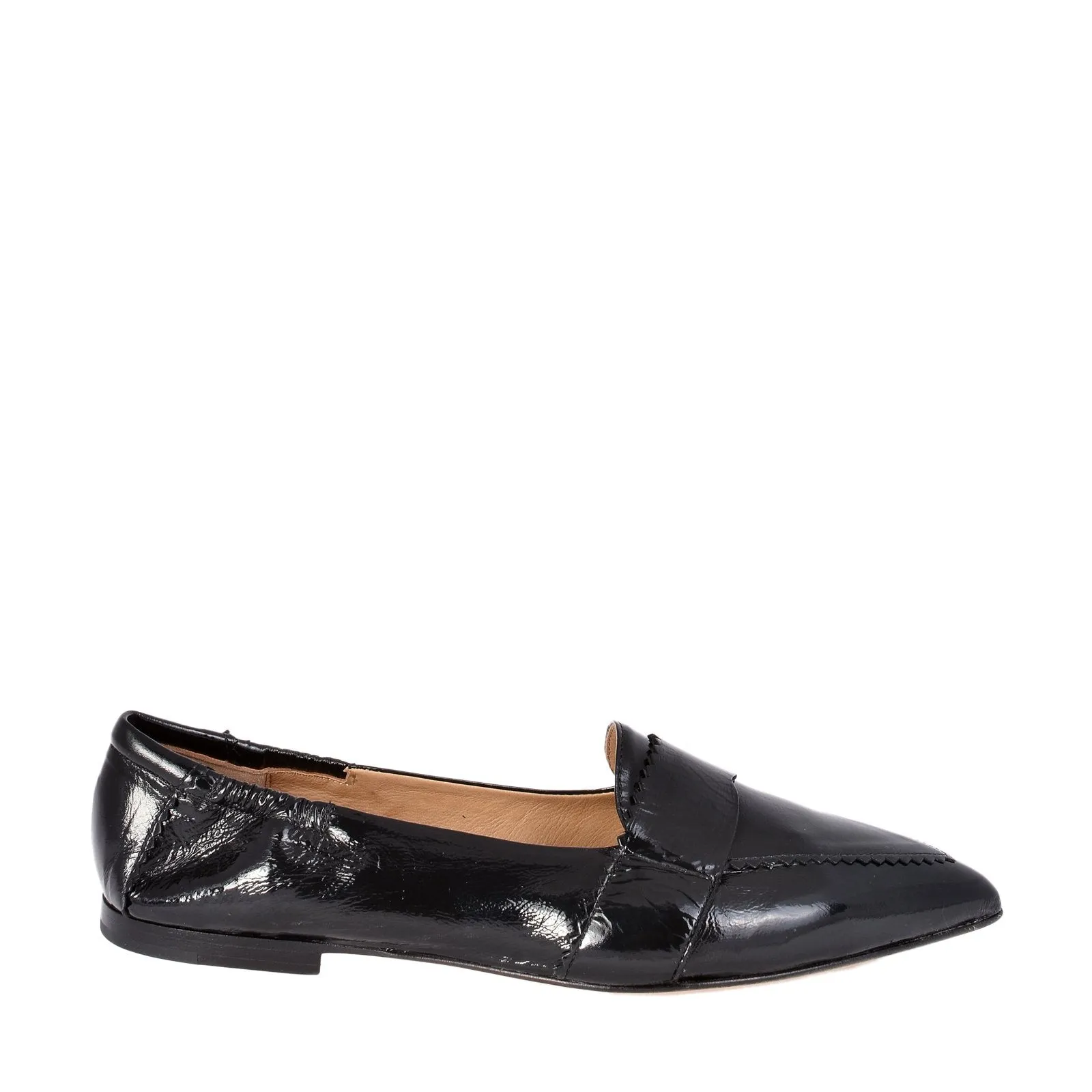 Grace Black Naplak Leather Loafers