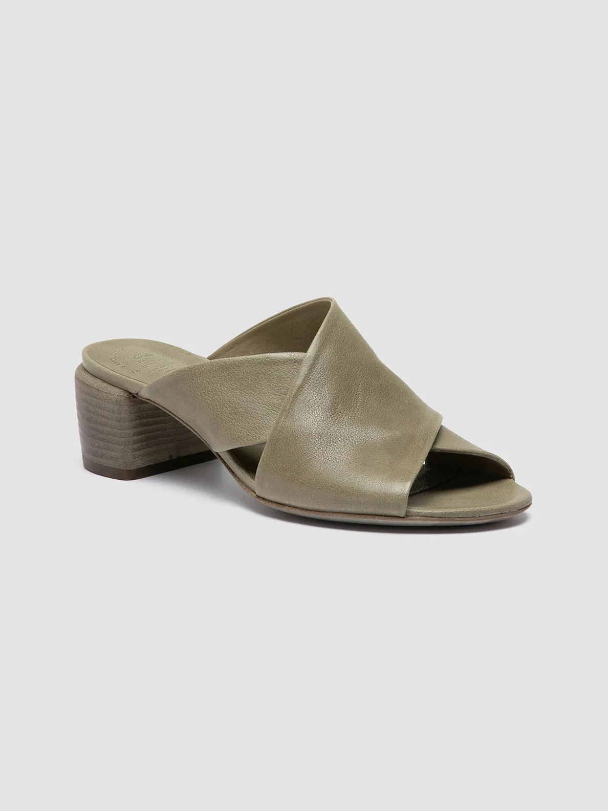 HADRY 007 - Green Leather Slide Sandals